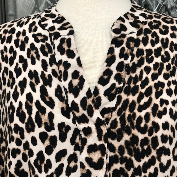 H&M Leopard Print Short Sleeve Loose Fit Shirt Dress - Picture 2 of 7